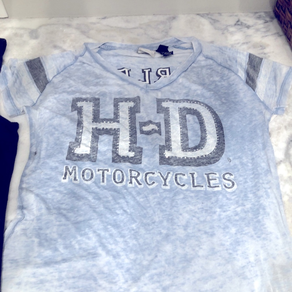 Harley lightweight t-shirt and Fayetteville, Arkansas Bikers, Blues and BBQ tank